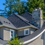 gutters next to stone
